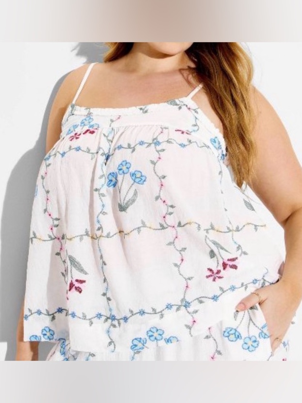 New WILD FABLE EMBROIDERED Baby doll tank top 2x